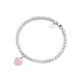 Pulseira - Contas Com Pingente Coração